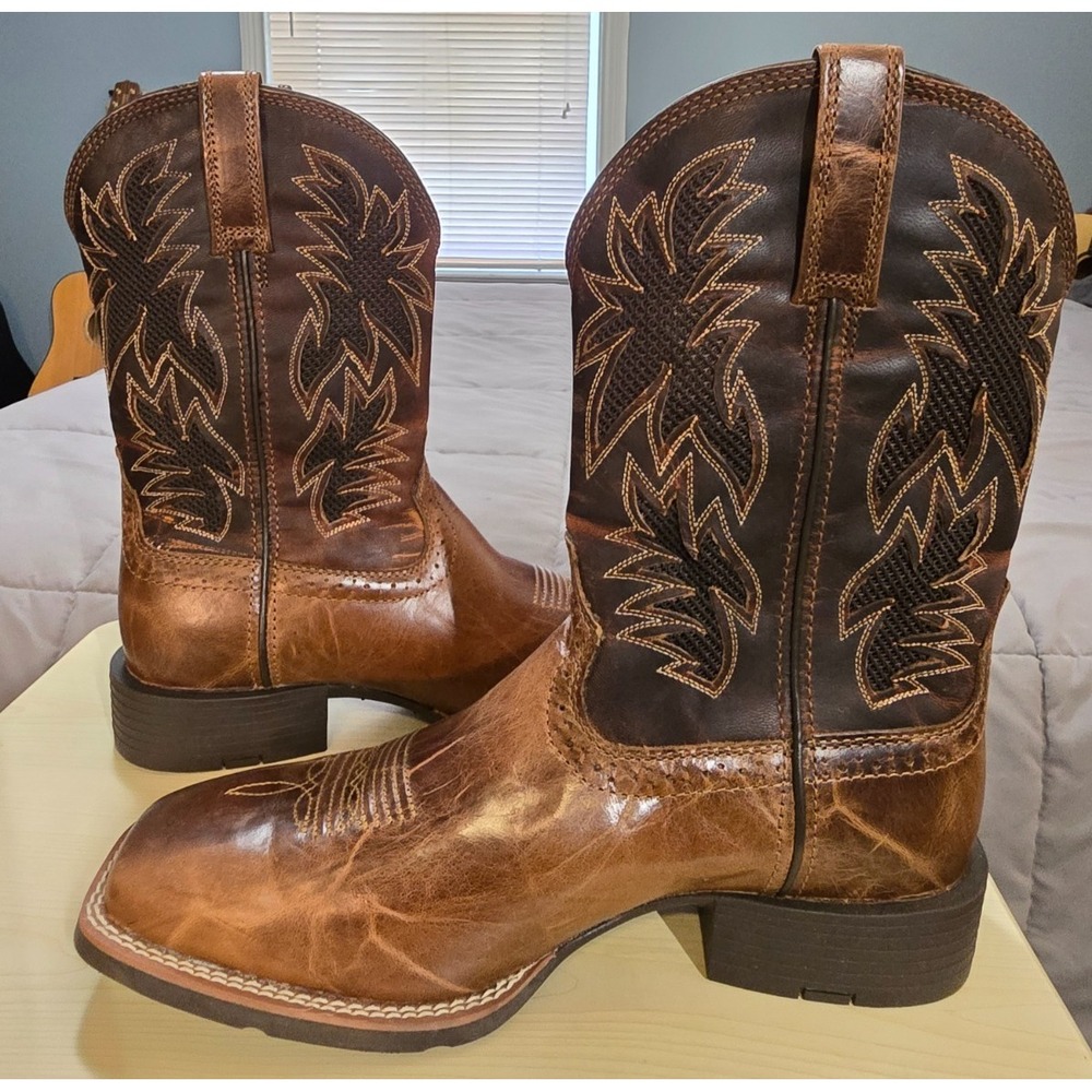 Ariat® (Men's 10.5 WIDE) Sport Cool VentTEK™ Cowboy Boot, Dark/2-Tone Tan - $220 - Picture 8 of 12